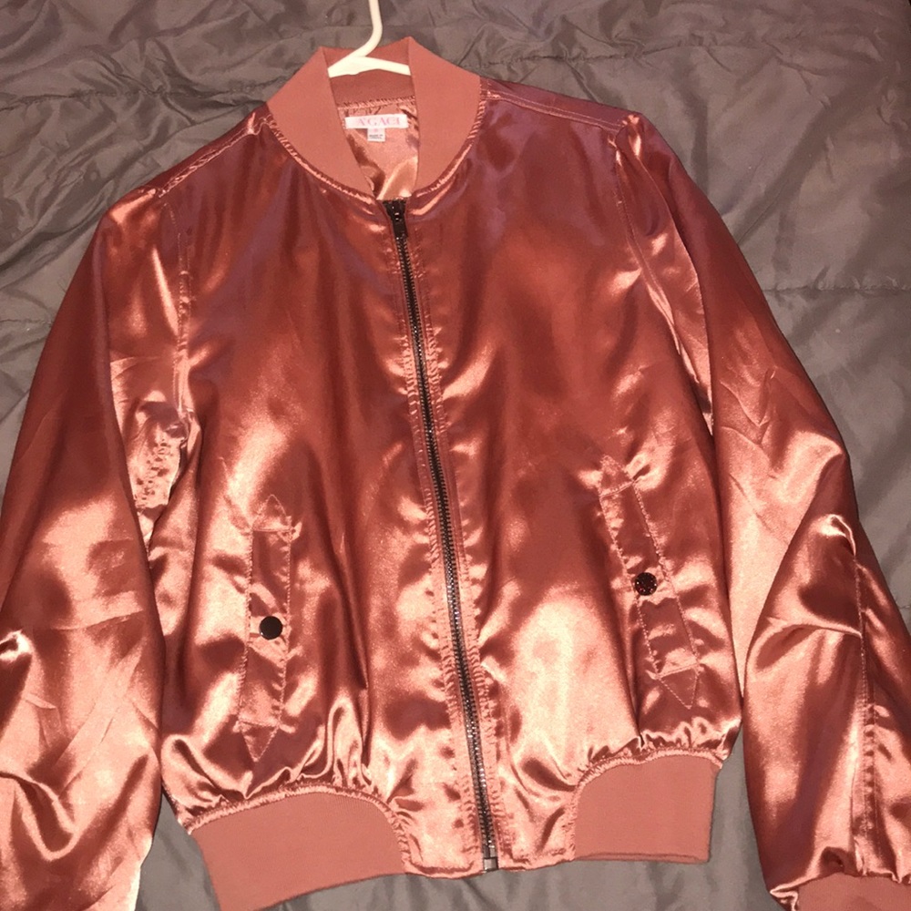 Pink silk bomber jacket